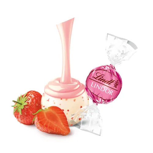 Strawberries and Cream White Chocolate LINDOR Truffles (800-pc, 353 oz)